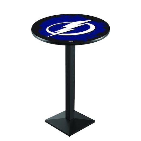 Holland Bar Stool Co 36" Blk Wrinkle Tampa Bay Lightning Pub Table L217B3628TBLght